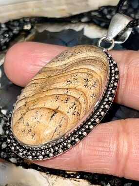 Earthy Brown Picture Jasper Pendant 2 1/2”